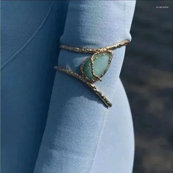 New ZARA Gold Textured Stone Arm / Wrist Bangle Band